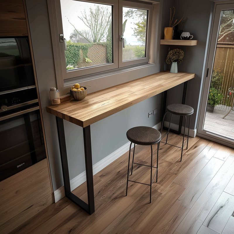 Staved Oak Breakfast Bar Table (Freestanding), 100" H x 250" W x 80" D