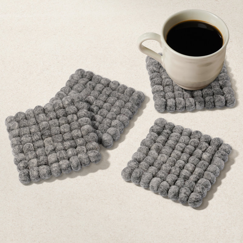  Sous-verres en laine MODWOOL (ensemble de 4, gris clair), Gris