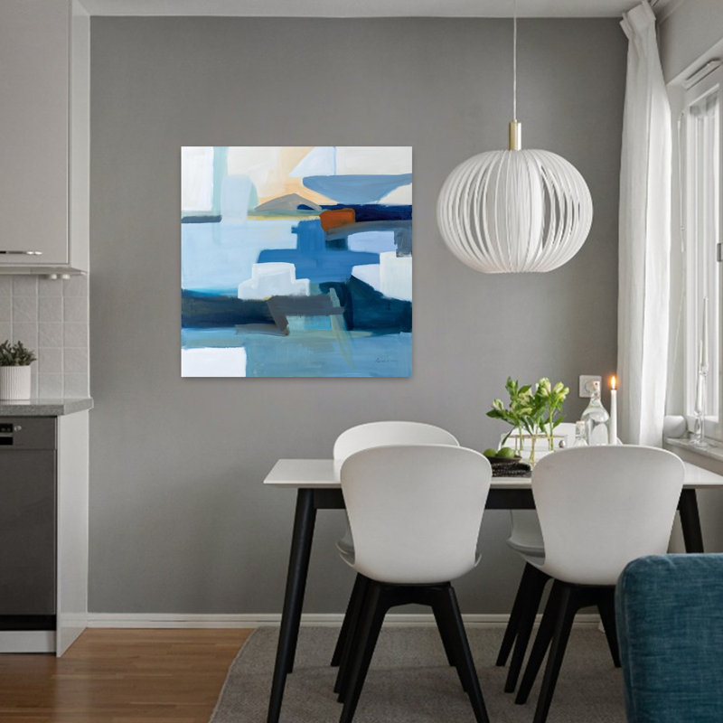 Monterey contemporain avec art abstrait noir, H 32 po x l 32 po