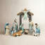 Ensemble de 11 figurines de crèche de luxe en résine bleue (KD)