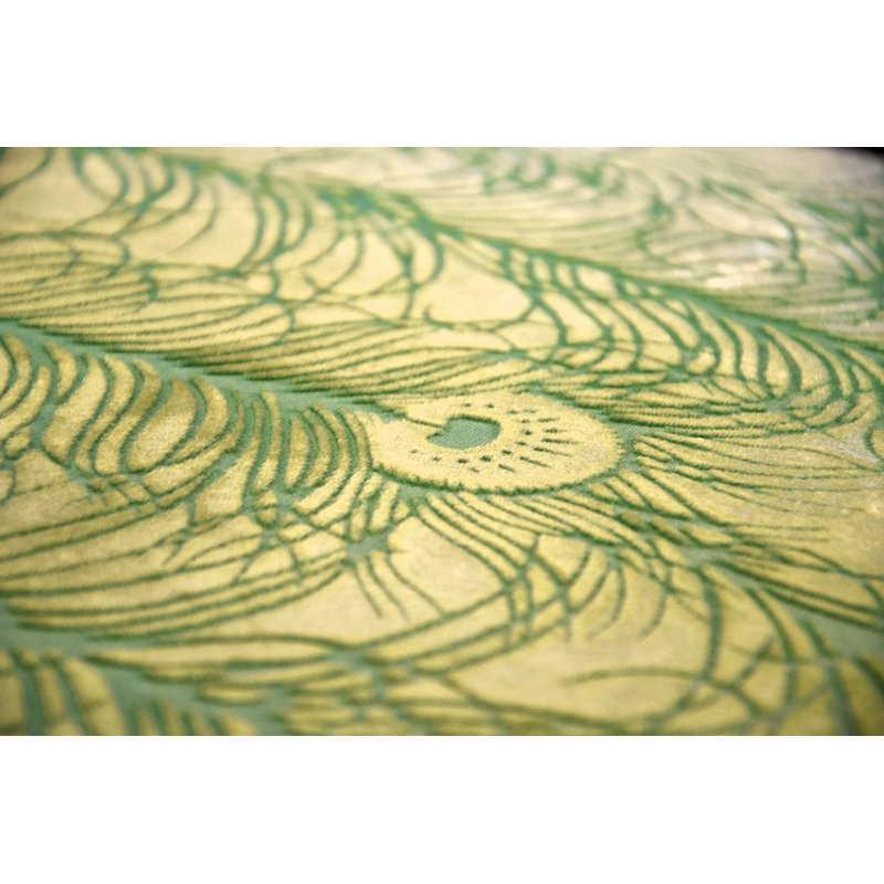 Peacock Feather Square Velvet Pillow Cover & Insert, Square 18", Grass