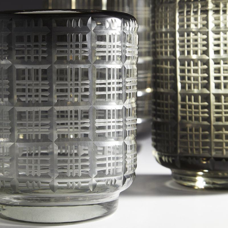 Grid Ceramic / Porcelain Table Vase, 11.25" H x 6" W x 6" D