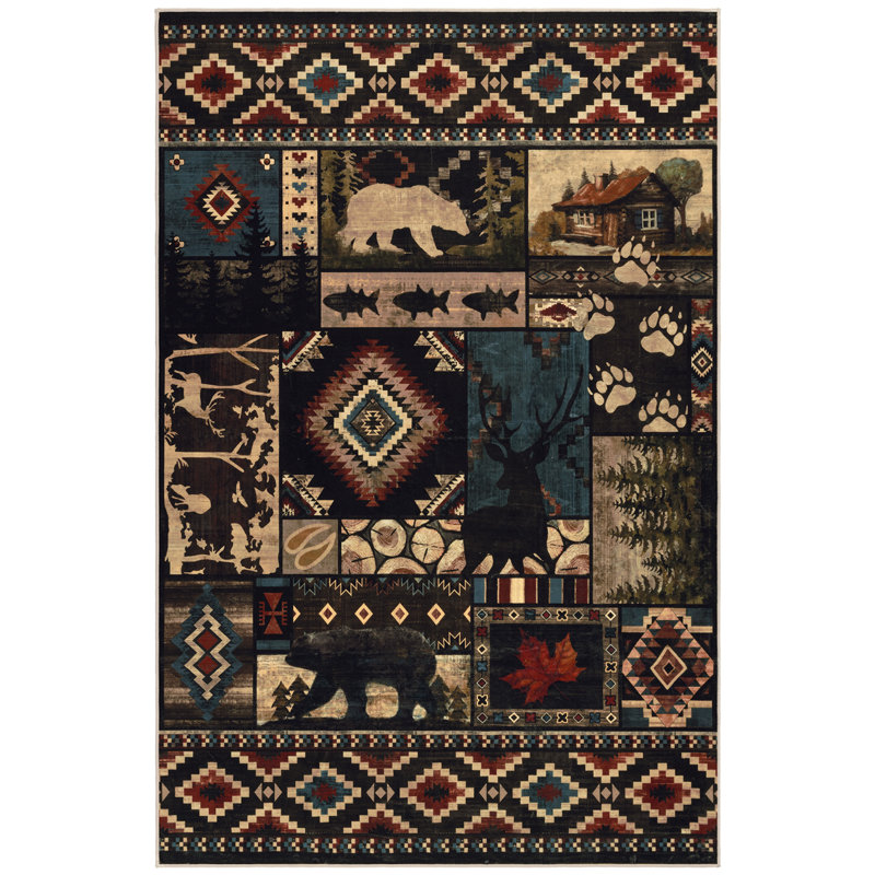 Rustic Southwestern Animal Print Washable Area Rug, Rectangle 6' x 9'