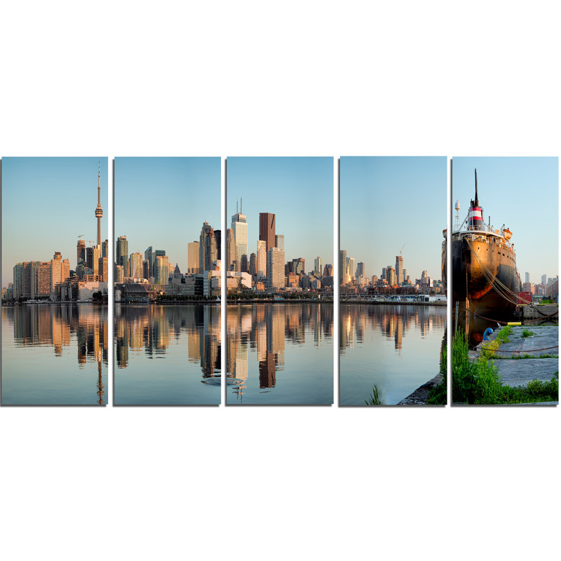 Ensemble d’art mural sur toile tendue, "toronto city horizon" , ensemble de 5 pièces
