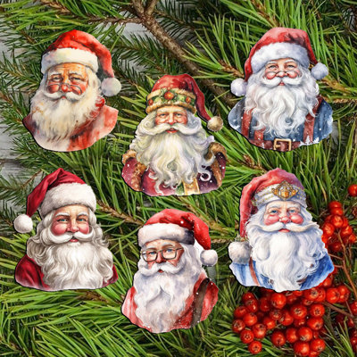 Ensemble de 6 ornements décoratifs à pince en forme de père Noël en forme de père Noël par Debrekht