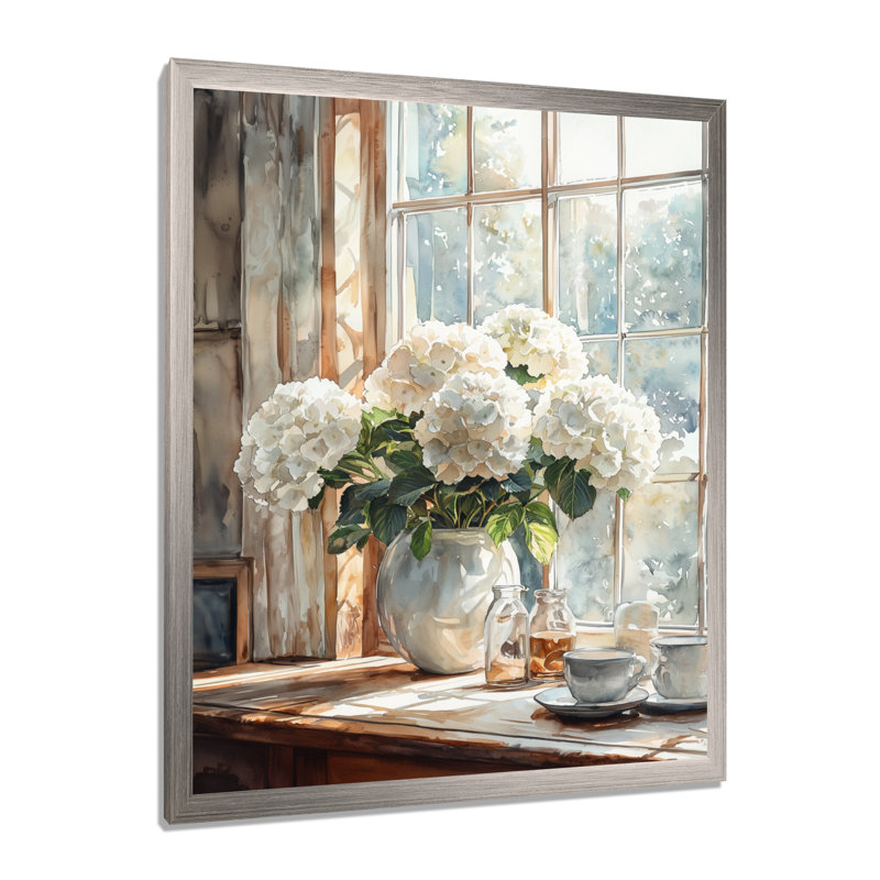 Engle - Art mural sur toile floral, H 44 po x l 34 po, Reproduction encadrée d'une seule photo, Argent argent