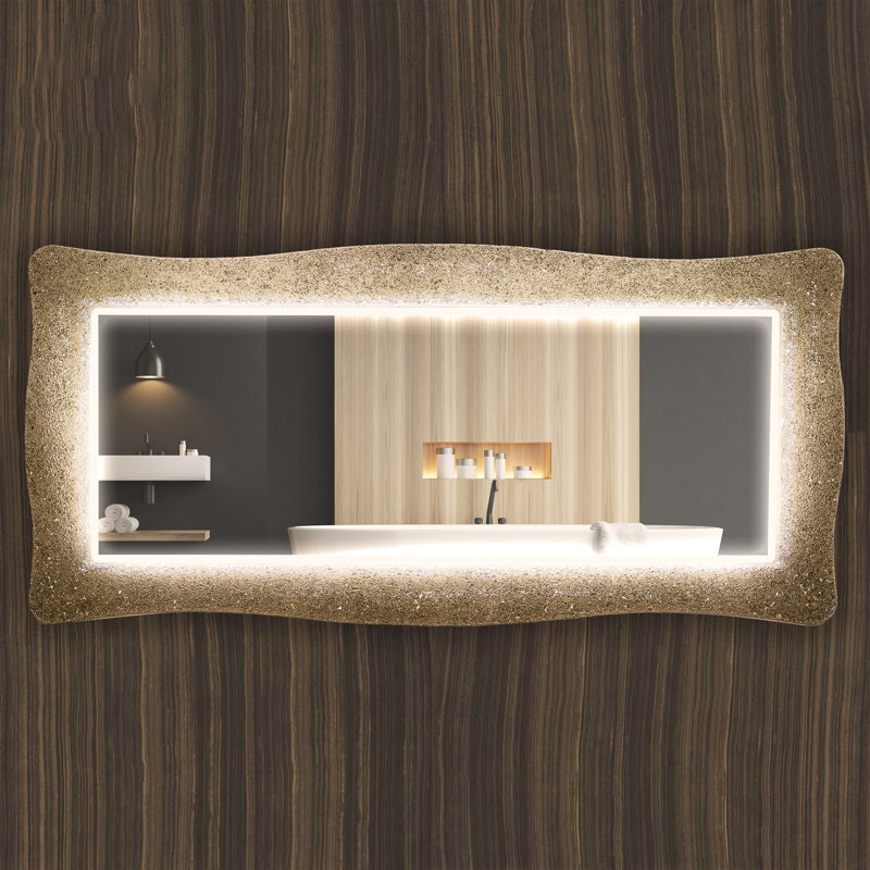 Lea Glass Lighted Mirror, Champagne Bronze