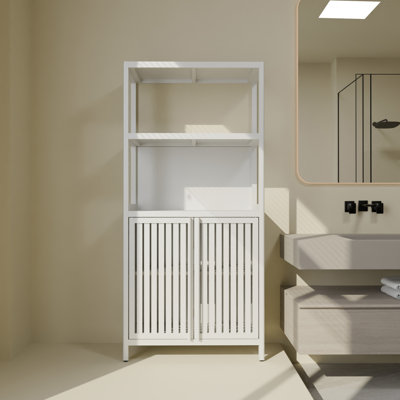 Armoire de rangement en bambou blanc