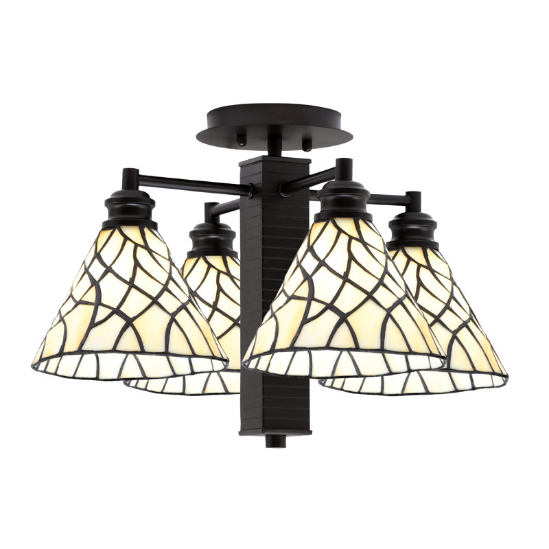 Edge 4 Light Semi-Flush Shown In Espresso Finish With 7" Sandhill Art Glass