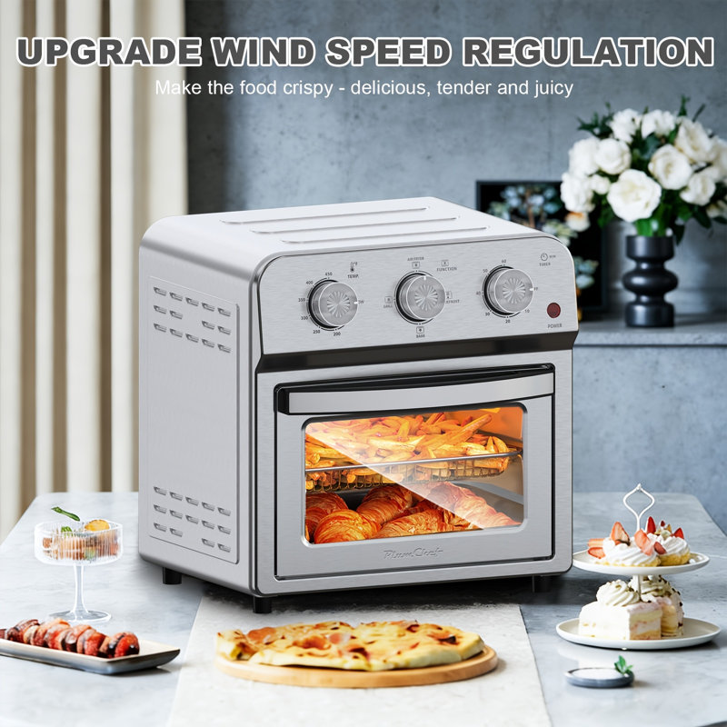 Family Size Air Fryer Toaster Oven Combo,13QT,360° Hot Air Circulation for Healthy Oil-Free Cooking, Multifunctional Convection Contertop Oven, Adjustable Time & Temp Control, Stainless Steel
