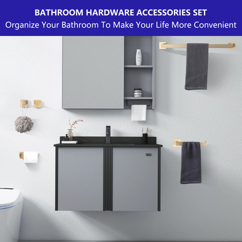5 - Piece Bathroom Hardware Set, Brushed Gold
