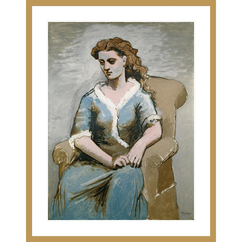 «Femme assise dans un fauteuil» par Pablo Picasso, impression giclée sur cadre, H 41,5 po x l 32,57 po
