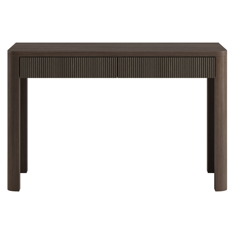 Palmera 47.5" Wide Rectangular Fluted Desk in Brown Oak, Brown Oak