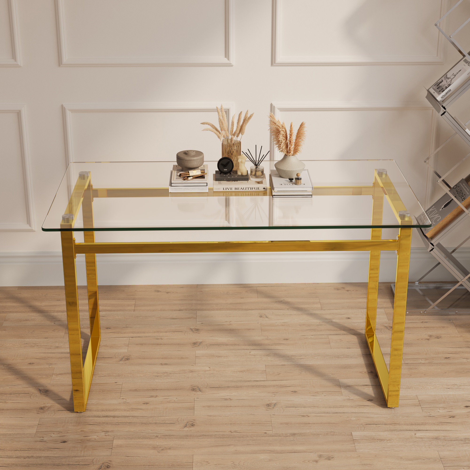 Latitude Run® Minimalist Rectangular Glass Dining Table With D Xh | Wayfair
