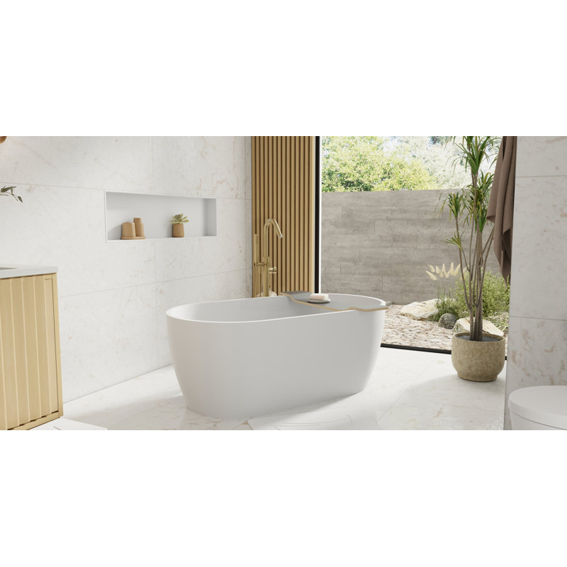 Baignoire autoportante en résine mate avec trop-plein et drain BW-02-S-M 55 po x 30 po Badeloft, Blanc mat