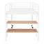 Lit mezzanine simple en métal avec bureau et tablettes, conception peu encombrante pour le bureau et le rangement, blanc-188080350
