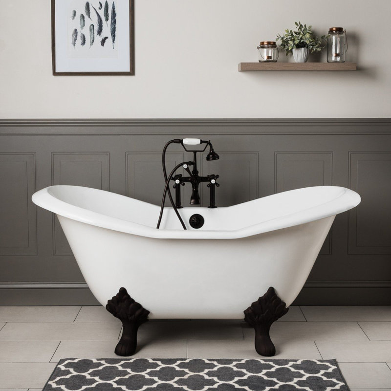 Grace 61'' x 30'' Freestanding Soaking Porcelain Bathtub, Oil Rubbed Bronze