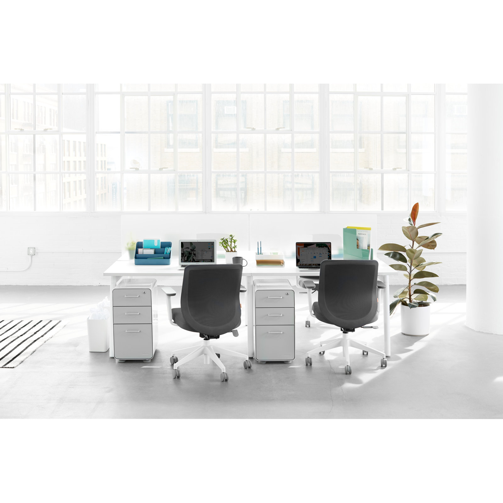Slim Stow Filing Cabinet, Light Gray/White, Without Caster