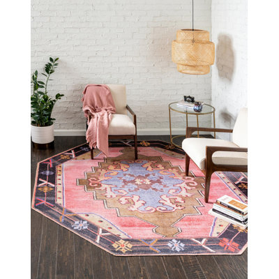 Tapis traditionnel de couleur rose-beige
