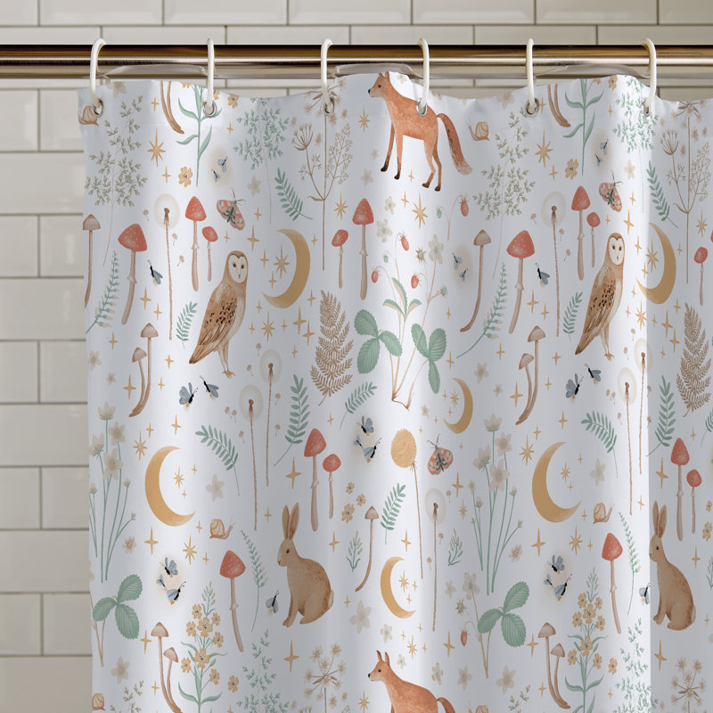 Enchanted Twilight Animals Shower Curtain, White