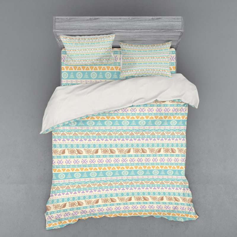 Rustic Polyester Geometric Shapes Duvet Cover, Queen Duvet Cover + 3 Additional Pieces