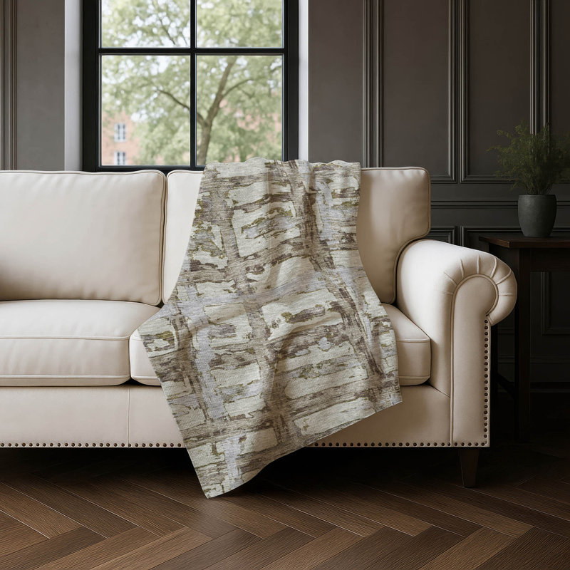 Jeté à rayures Addison Sherpa ASB745, Taupe