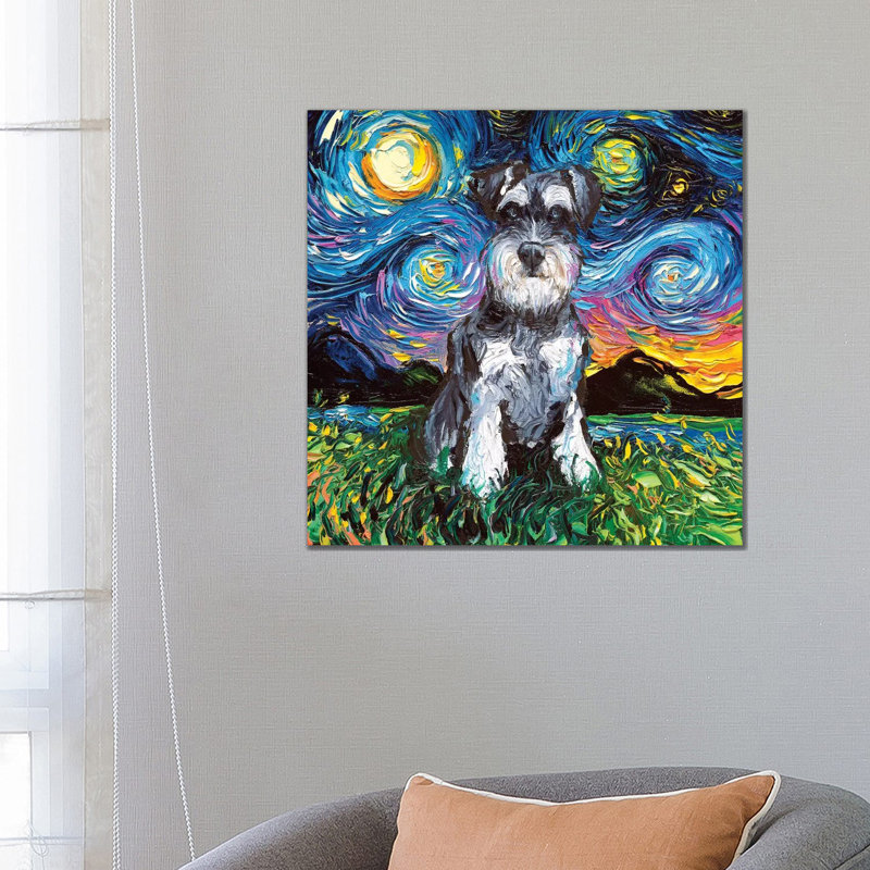 Schnauzer Night by Aja Trier - Wrapped Canvas Painting, 66.04 cm H x 66.04 cm W x 3.175 cm D