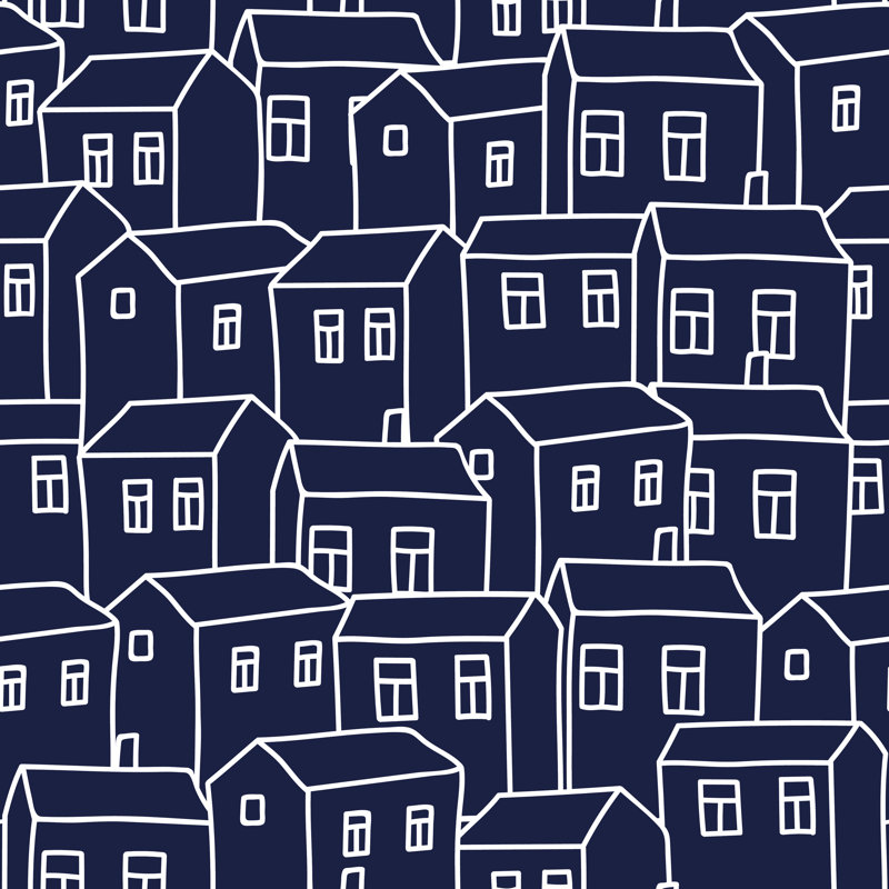 Houses Background by Alla_snesar - Wrapped Canvas Print, 30cm H x 30cm W x 3.8cm D