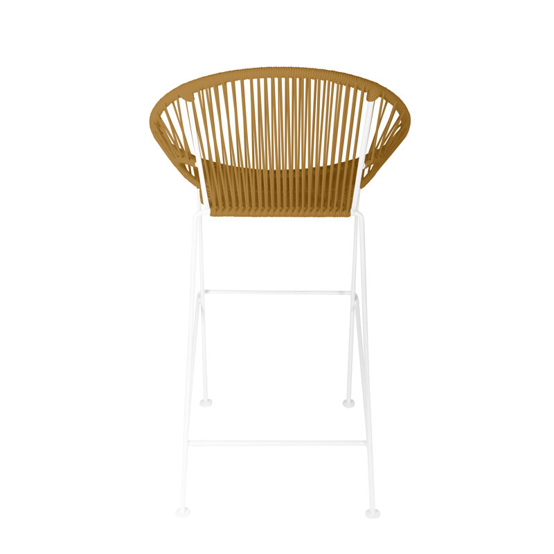 Alaena Puerto Indoor/Outdoor Handmade Bar Height Stool, White, Gold