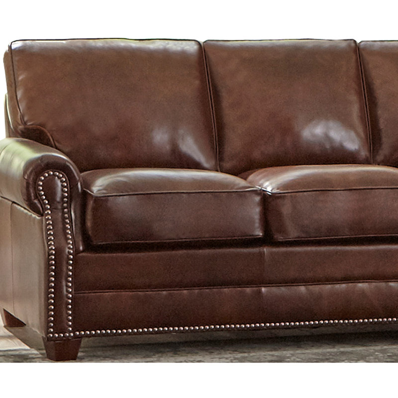 Ensemble de salon 2 pièces pour le lit en cuir Lyndsey, Cuir véritable brun châtaignier