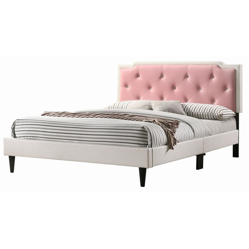 Charming Bed For Cozy Spaces, Full, White/Pink