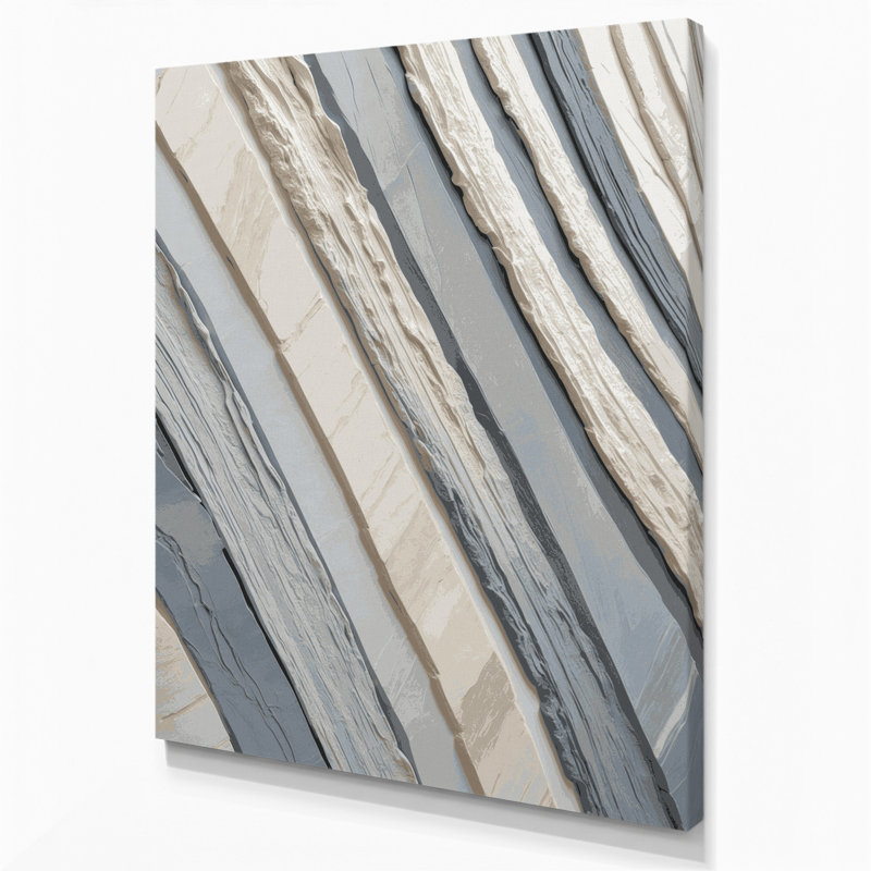 DiagonalStripes, pierre, gris clair, toile, art mural
