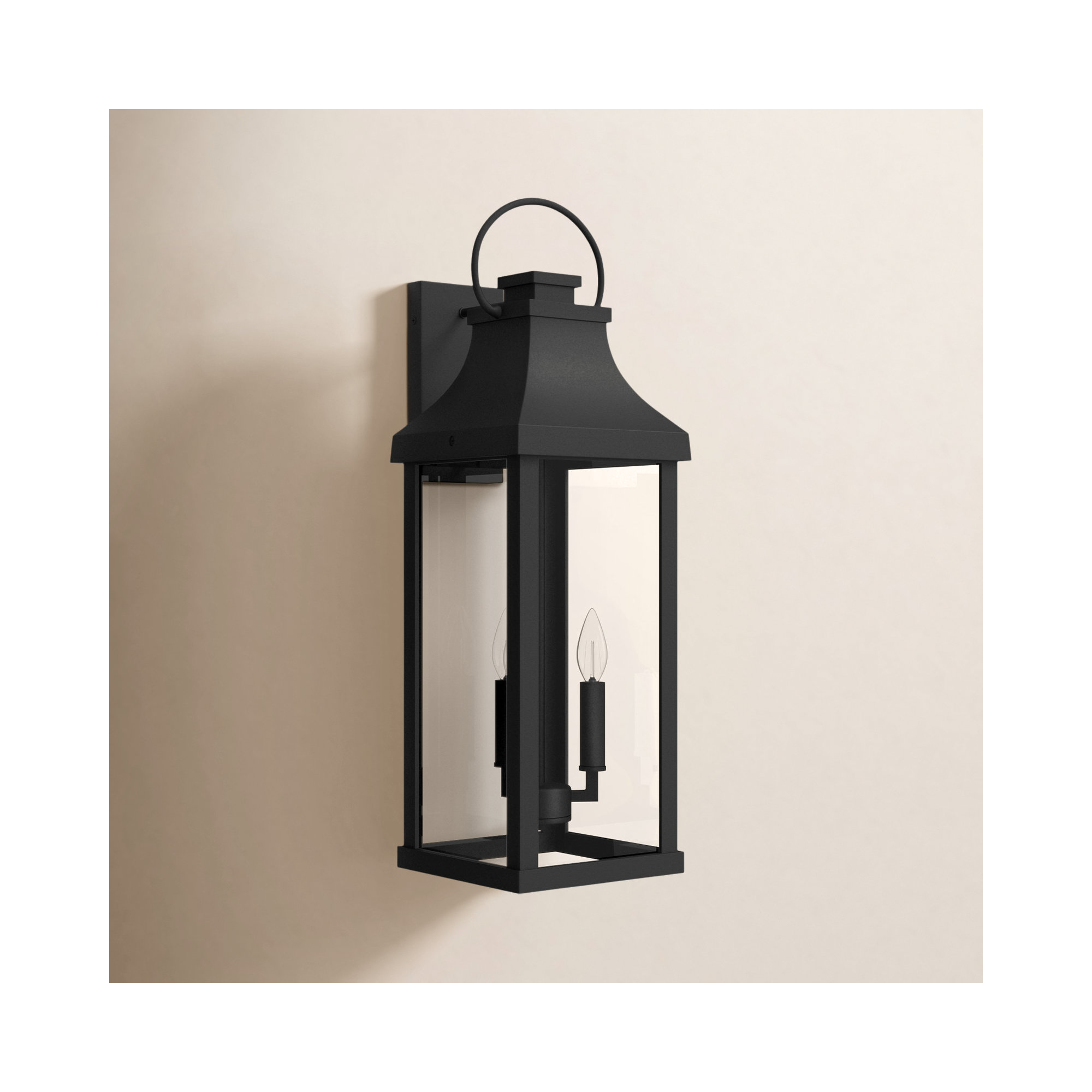 Caden 3 Light Outdoor Wall Light, Black