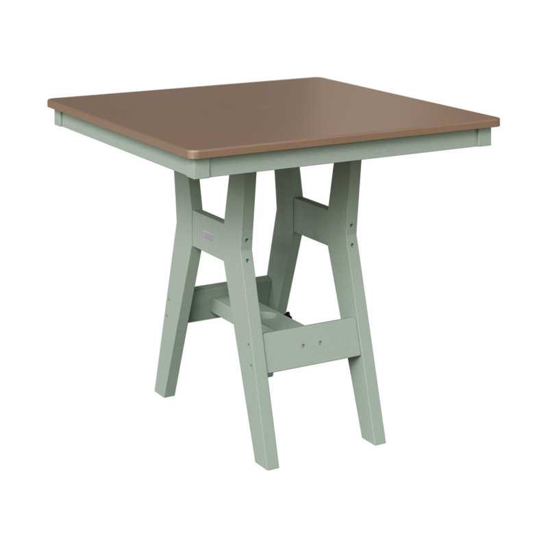 Berlin Gardens Harbor Bar Table, Hammered Top Bronze, Seafoam, 38.87" H x 33" W x 33" D