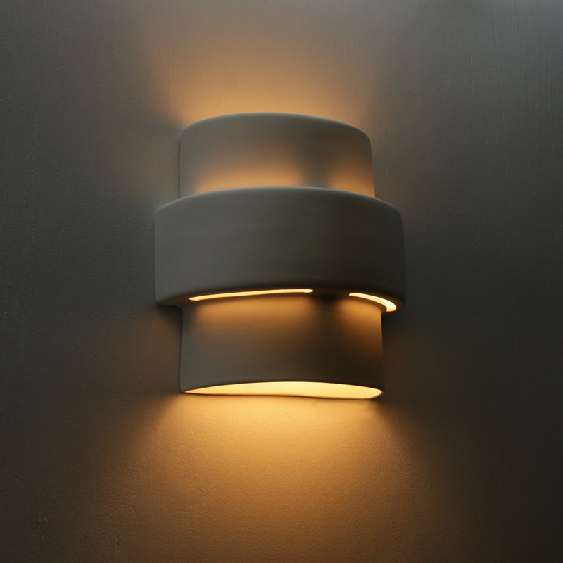 Ameilya Ceramic Flush Mounted Sconce, Paintable Bisque