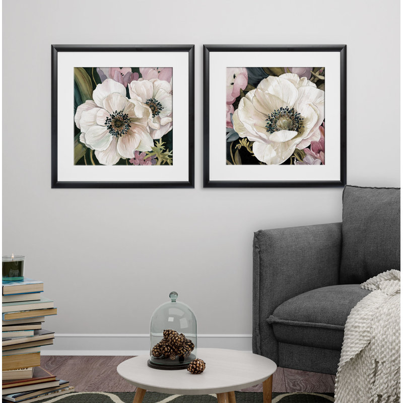 " Anemone Study " 2 - Pieces, Black Framed