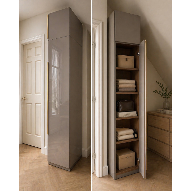 Garde-robe moderne, 93 po de hauteur, 4 portes, 18 po de largeur - PET gris, 18" W