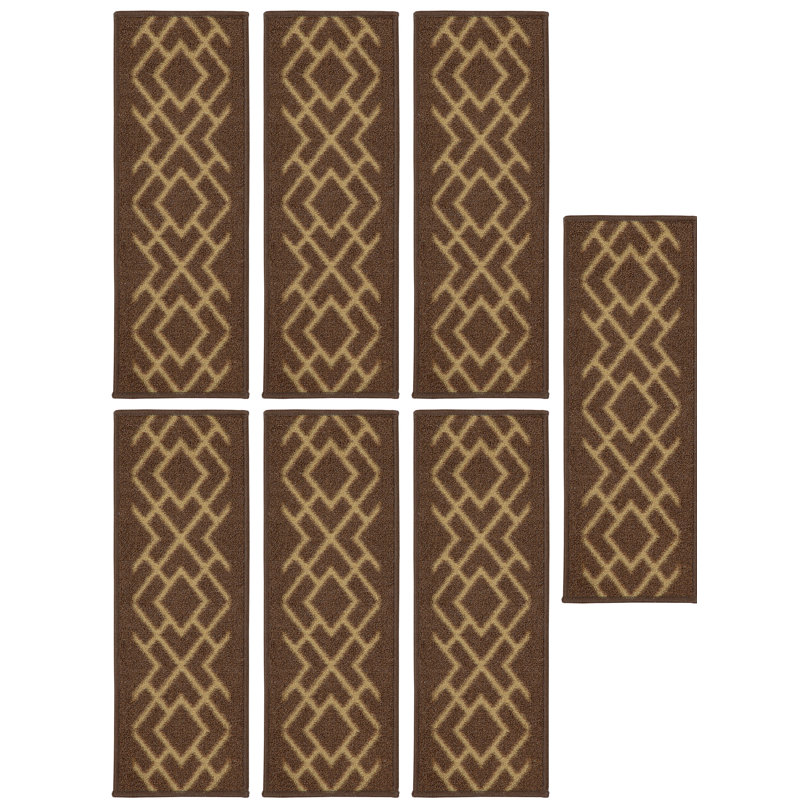 Tapis d'escalier en caoutchouc antidérapant pour escalier en bois, Brun