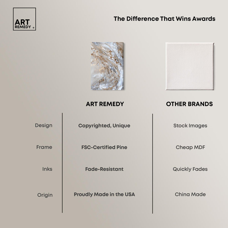«Parchment Tide Canvas Elegant Gold Abstract» par Art Remedy, Toile tendue, H 36 po x l 24 po