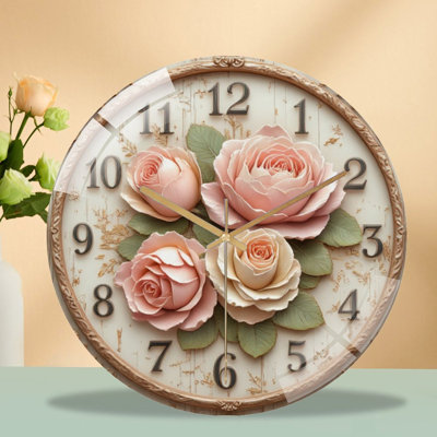 Horloge murale ornée de roses encadrées par Roses Art - 12 po