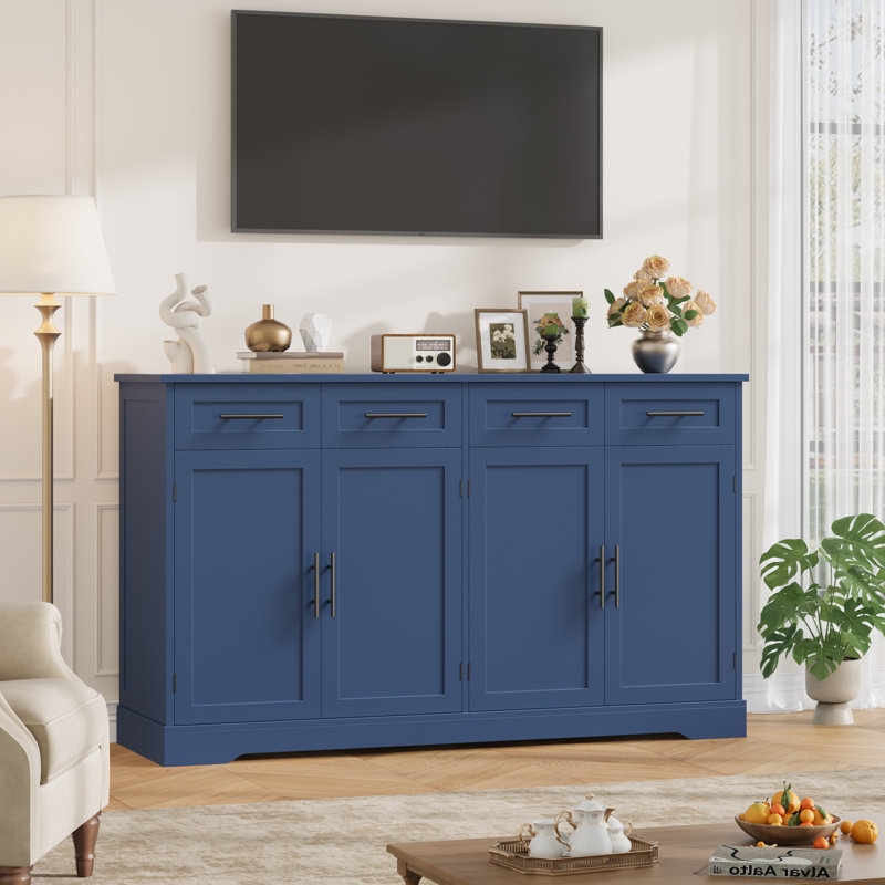 59.3" Wide Buffet Cabinet with Spacious Storage Cabinets, Modern 4-Drawer Sideboard Buffet, Wide Body Dining Room Buffet