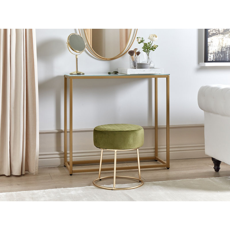 Adrianno 35cm Wide Round Footstool Ottoman, Green