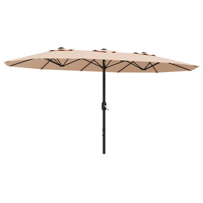 Double-Sided Rectangle Patio Umbrella with Base & Sandbag - Large Market Umbrella for Pool Lawn Garden 