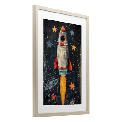 «Blast Off Rocketship», reproduction encadrée sous verre, design by Creative Studio