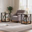 Ensemble de 2 tables de chevet de style industriel moderne, plateau en bois trempé et bois aggloméré | Idée de cadeau-927317042-927317033
