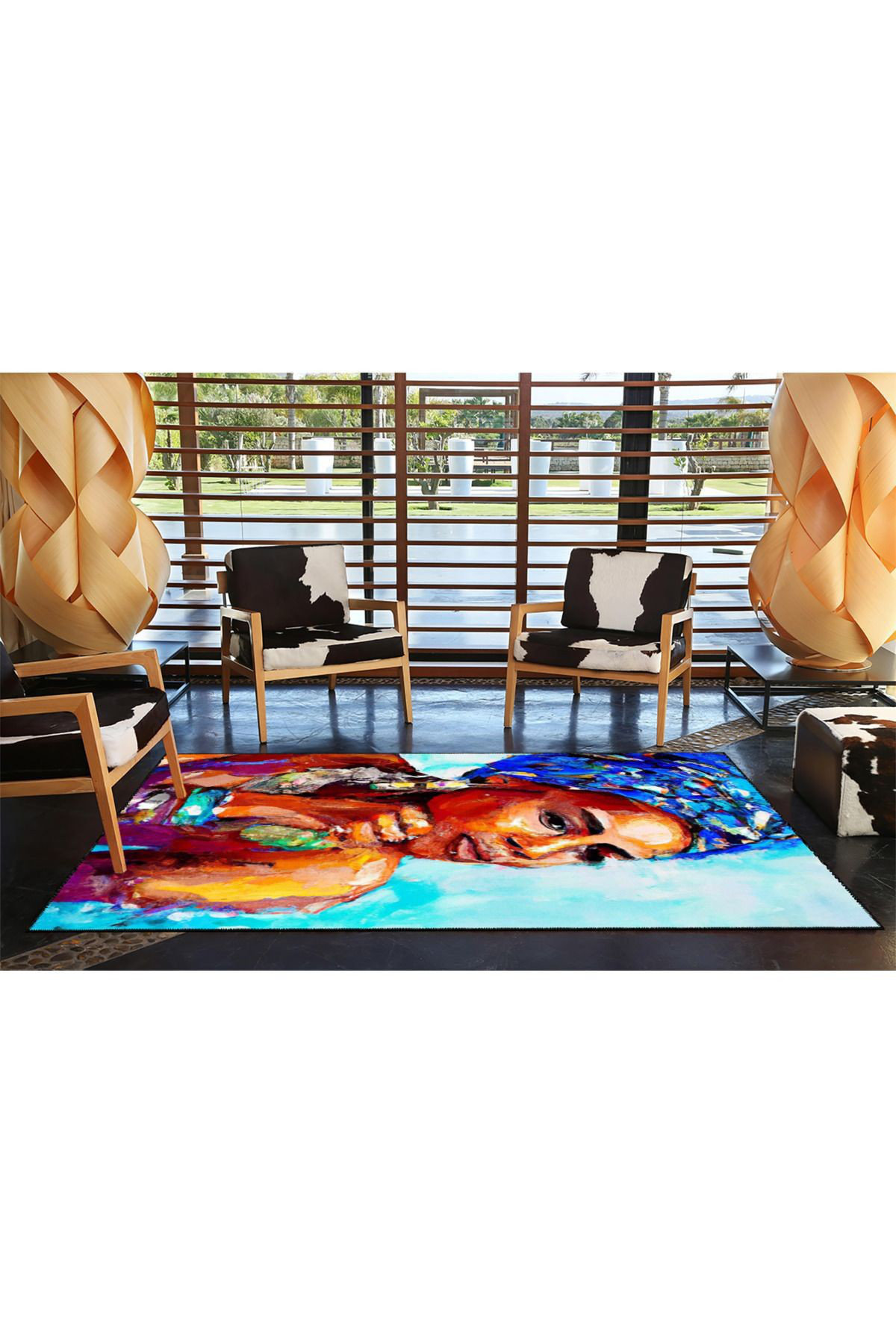 Corrigan Studio Washable Thoughtful Woman Patterned Woven Area Rug ...