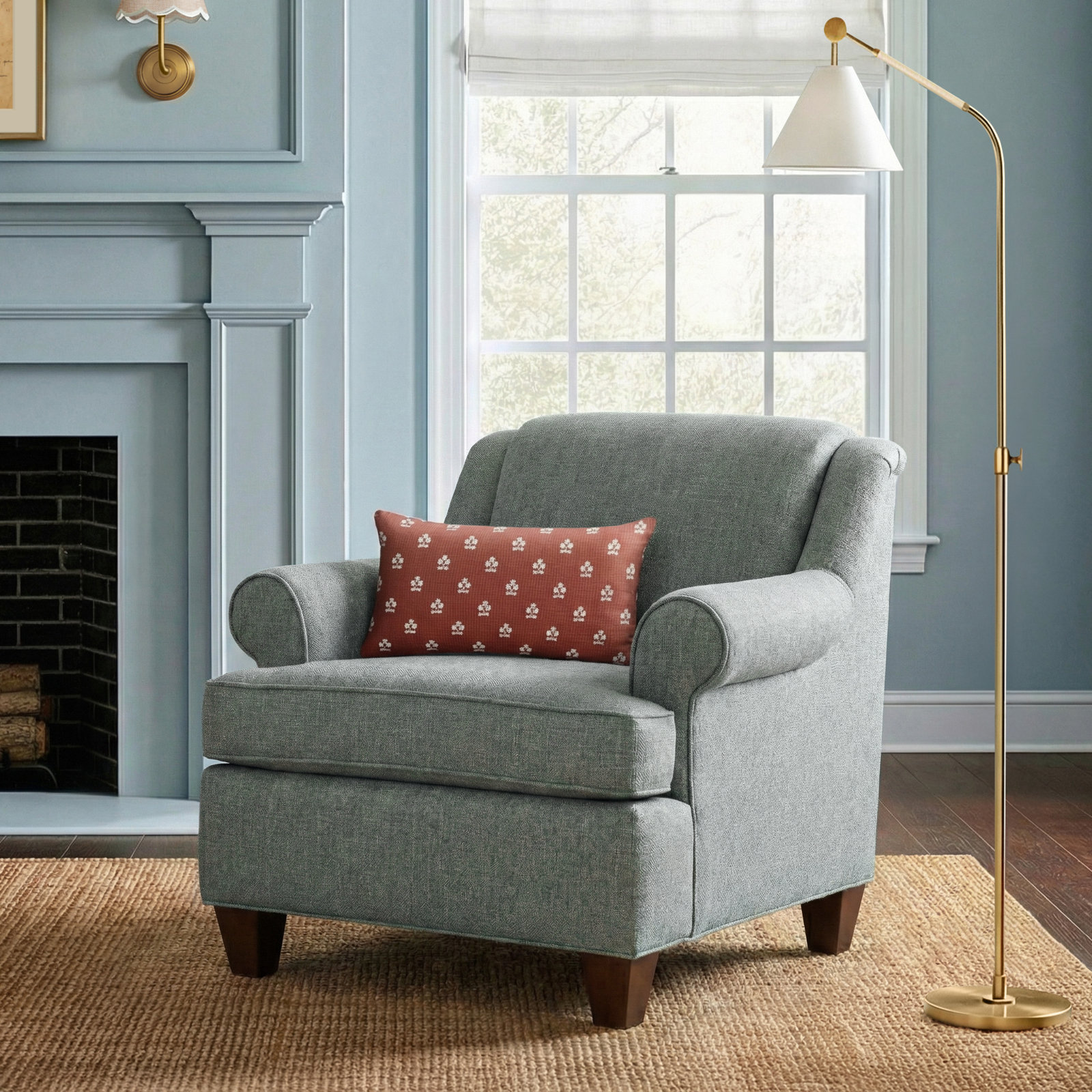 Tessa Upholstered Armchair, Drusky Gray Performance