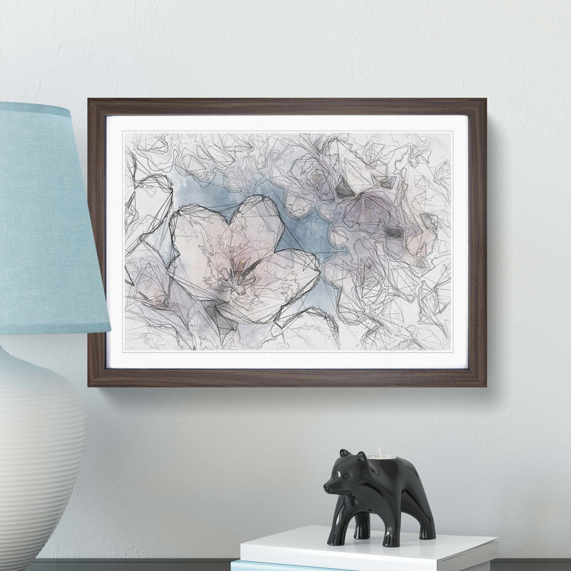 Cherry Blossom Tree in Spring in Abstract - Picture Frame Graphic Art Print, 62cm H x 87cm W x 2cm D, Walnut Framed
