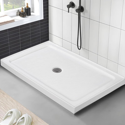 Base de douche l 32 po avec drain en acier inoxydable, plateau de douche antidérapant et plateau avec surface solide, drain central