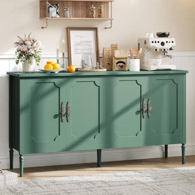 Buffet 59 po avec rangement, crédence moderne avec 4 portes et tablettes réglables pour la salle à manger, la cuisine ou le salon